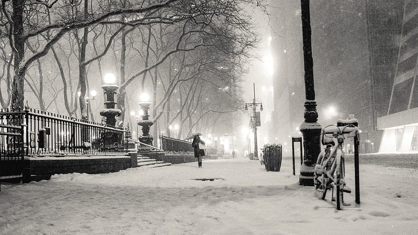 black and white, winter, snow, New York City, monochrome, cities. New york winter, Winter , Phone background vintage, NYC Winter HD wallpaper