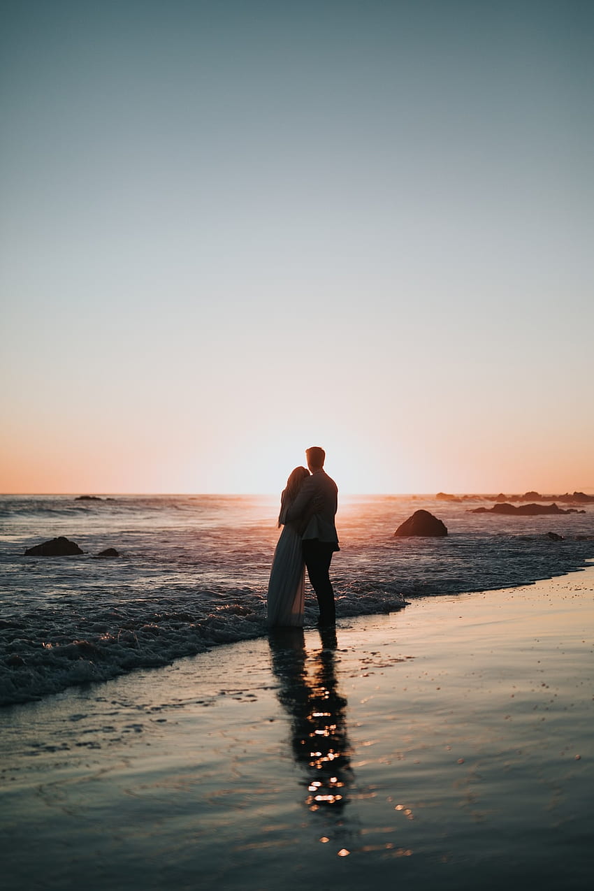 Sunset Couple [Stunning!], Heart Beach Sunset HD phone wallpaper