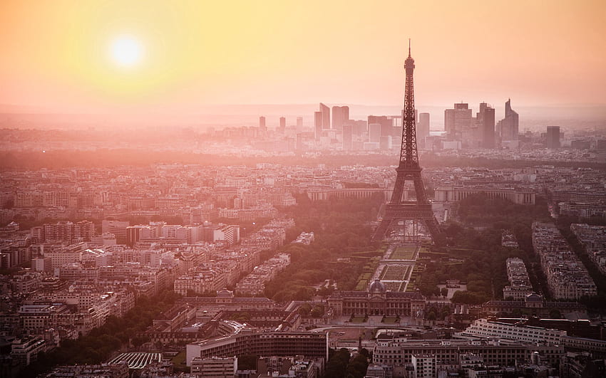 ciudades, parís, amanecer, torre eiffel, ciudad, niebla, francia, mañana, vista fondo de pantalla