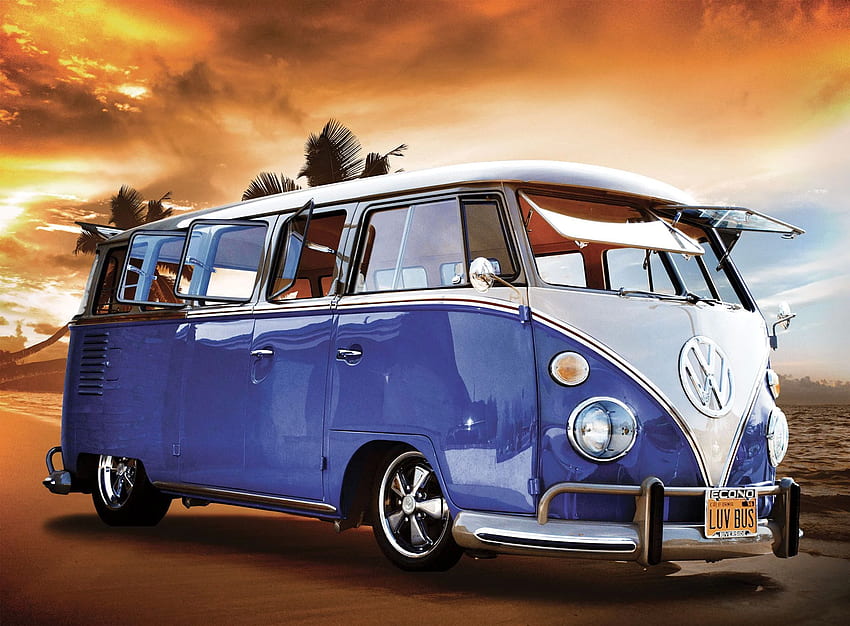 1Wall Giant Blue VW . Departments. DIY at B&Q. Vintage vw van, Volkswagen minibus, Campervan, Volkswagen T1 HD wallpaper