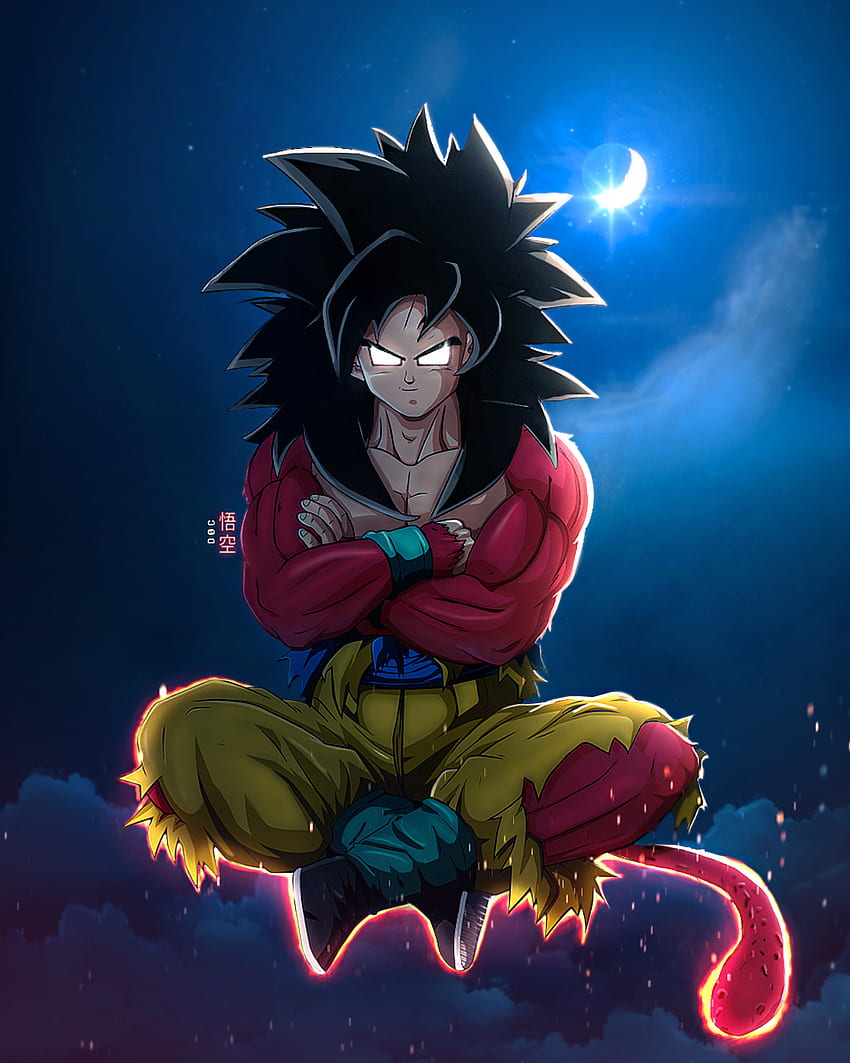 Goku SS4, esfera del dragón, songoku, arte, gokuss4, dragonballsuper, editar, animes, dbz fondo de pantalla del teléfono