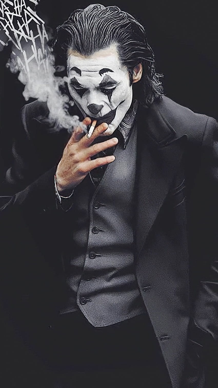 Joker fumando, tema negro fondo de pantalla del teléfono