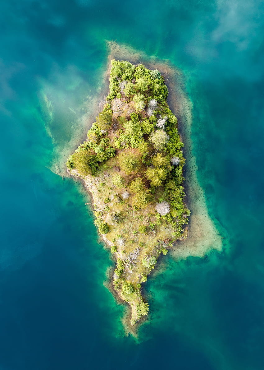 Island, aerial shot, sea, nature HD phone wallpaper
