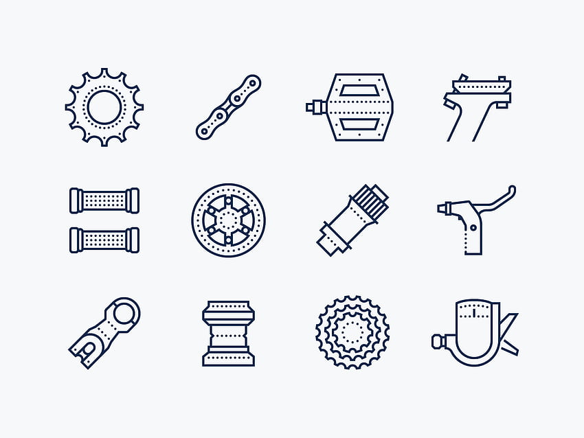 Dotted icons: Bike Spare Parts by Marina Fedoseenko for Icon8 on Dribbble, Bike Parts HD wallpaper