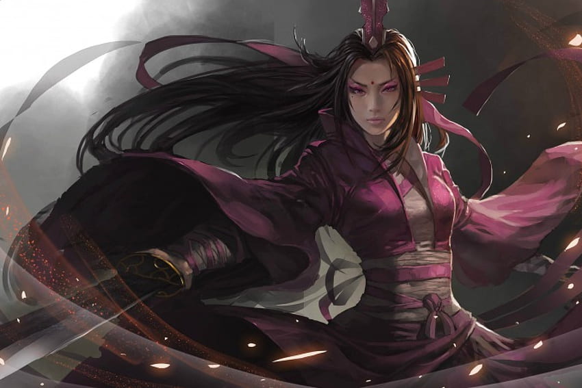 Fantasy Warrior, japanisch, Schwert, asiatisch, japanisch, Kampf, lange Haare, originell, Fantasy, Krieger HD-Hintergrundbild