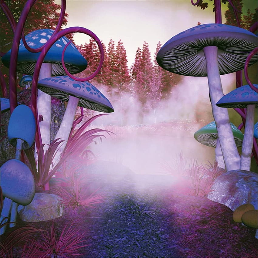 LFEEY ft Fairy Tale Giant Mushroom Telón de Dreamlike Magical Enchanted Forest Graphy Background Niños Niños Niñas Birtay Party Booth Props: Camera & fondo de pantalla del teléfono