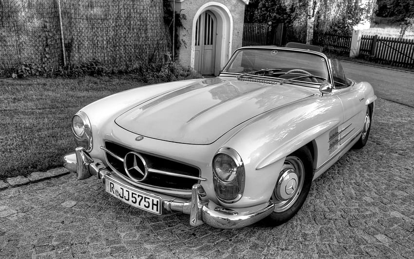 old cars, White and black, Mercedes Benz HD wallpaper