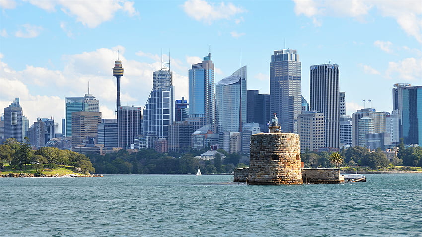 Sydney City and Fort Denison, Australia . Background HD wallpaper