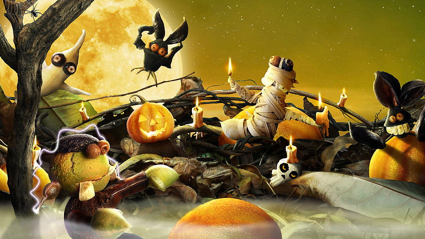 Halloween, Cute Cartoon Happy Halloween HD wallpaper