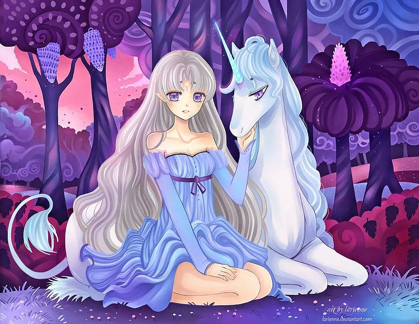 Magical Unicorns and Cute Girl in Anime Graphic by ladymishka · Creative  Fabrica