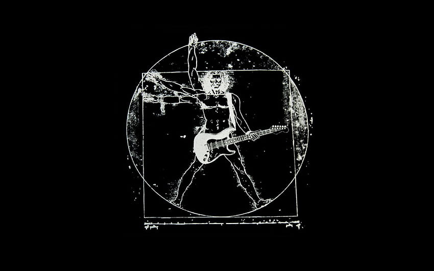 Vitruvian man with guitar paródia art papel de parede HD