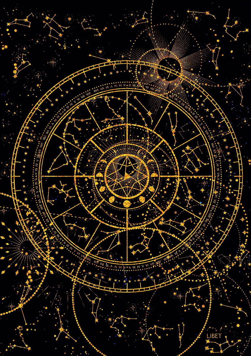 L͙i͙b͙e͙t͙ na Twitterze. Magiczne kręgi, sztuka astrologii, sztuka astronomii, mapa gwiazd Tapeta na telefon HD