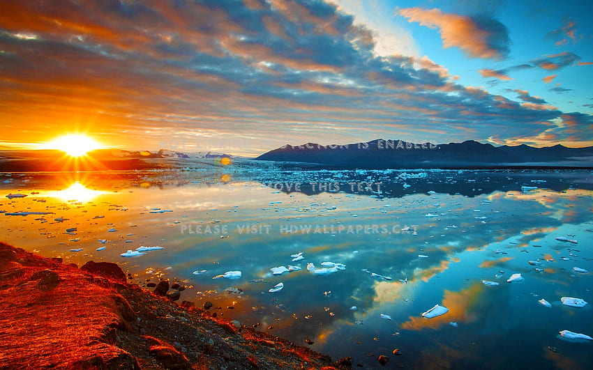 laguna lodowcowa góry lodowe islandia naturalne Tapeta HD