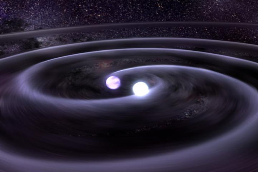 Gravitationswellen, zwei, herum, Sterne, sich drehend HD-Hintergrundbild