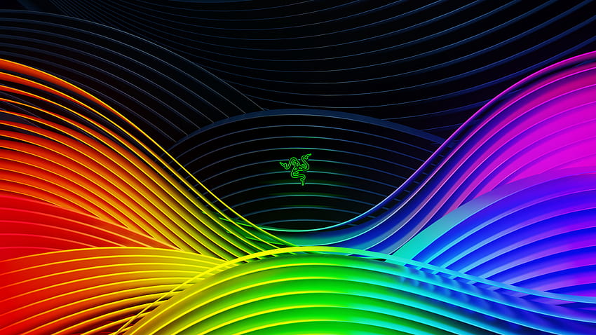 Razer , Colorful, Spectrum, Waves, Ridges, Neon, Abstract, Orange Razer HD wallpaper