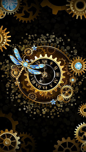 steampunk clock background
