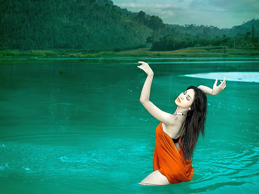 Yoga dalam Air, yoga, , dalam air, cantik, gadis Wallpaper HD