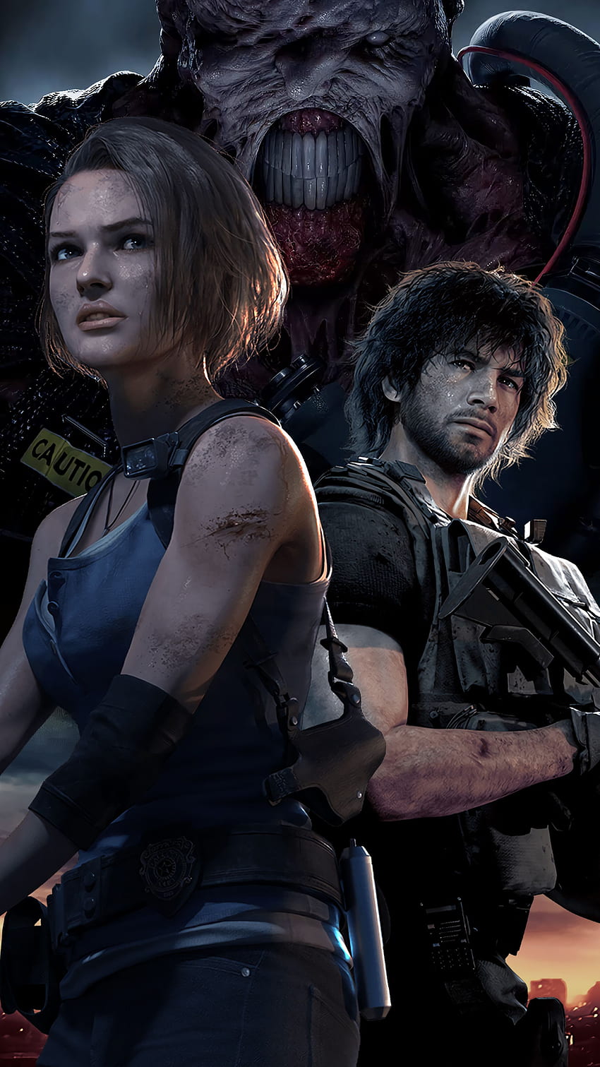 Resident Evil 3, Remake, Jill Carlos, Nemesis, telefon, , Tło i . Mocah Tapeta na telefon HD