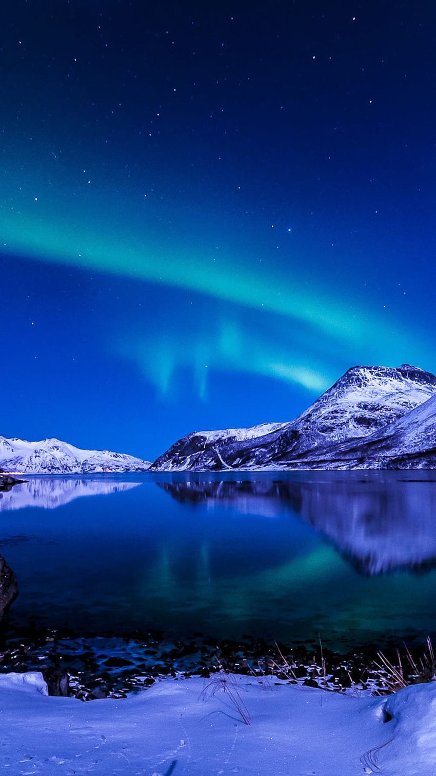the sky, night, northern lights, iceland, winter HD phone wallpaper