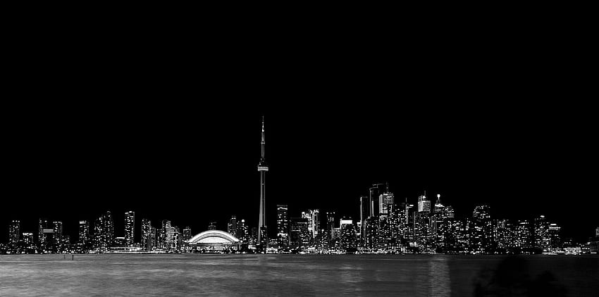 Toronto's skyline in black and white [OC] [], Dark Skyline HD wallpaper