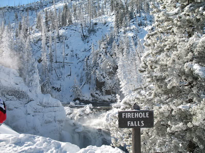 Fire Hole Falls, falls, winter, frozen, snow HD wallpaper