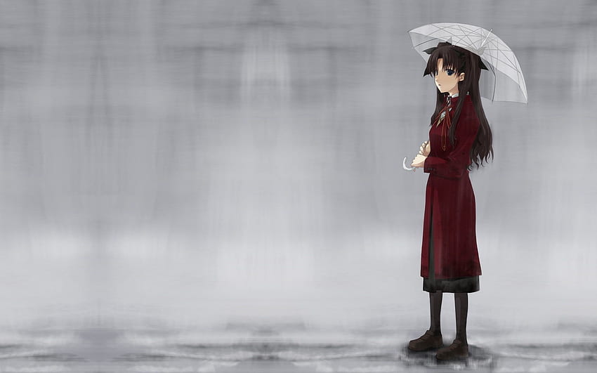 Anime, Regen, Mädchen, Spaziergang, Regenschirm HD-Hintergrundbild