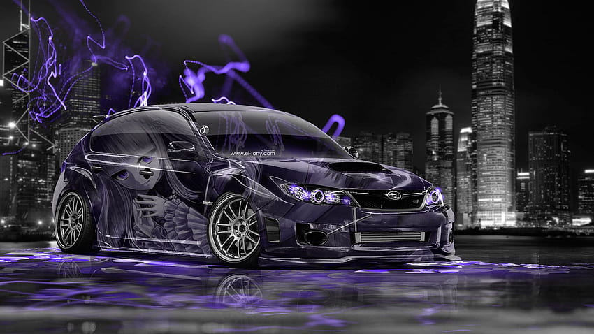 Subaru Impreza WRX STI JDM Anime Aerography City Car 2014 HD wallpaper