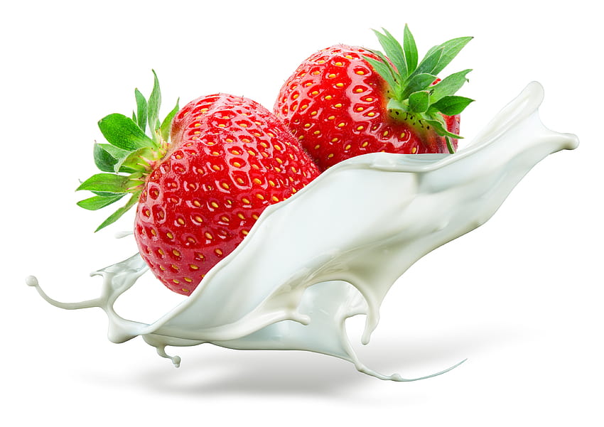 Strawberry with splash of milk 56080 - Background color theme HD wallpaper