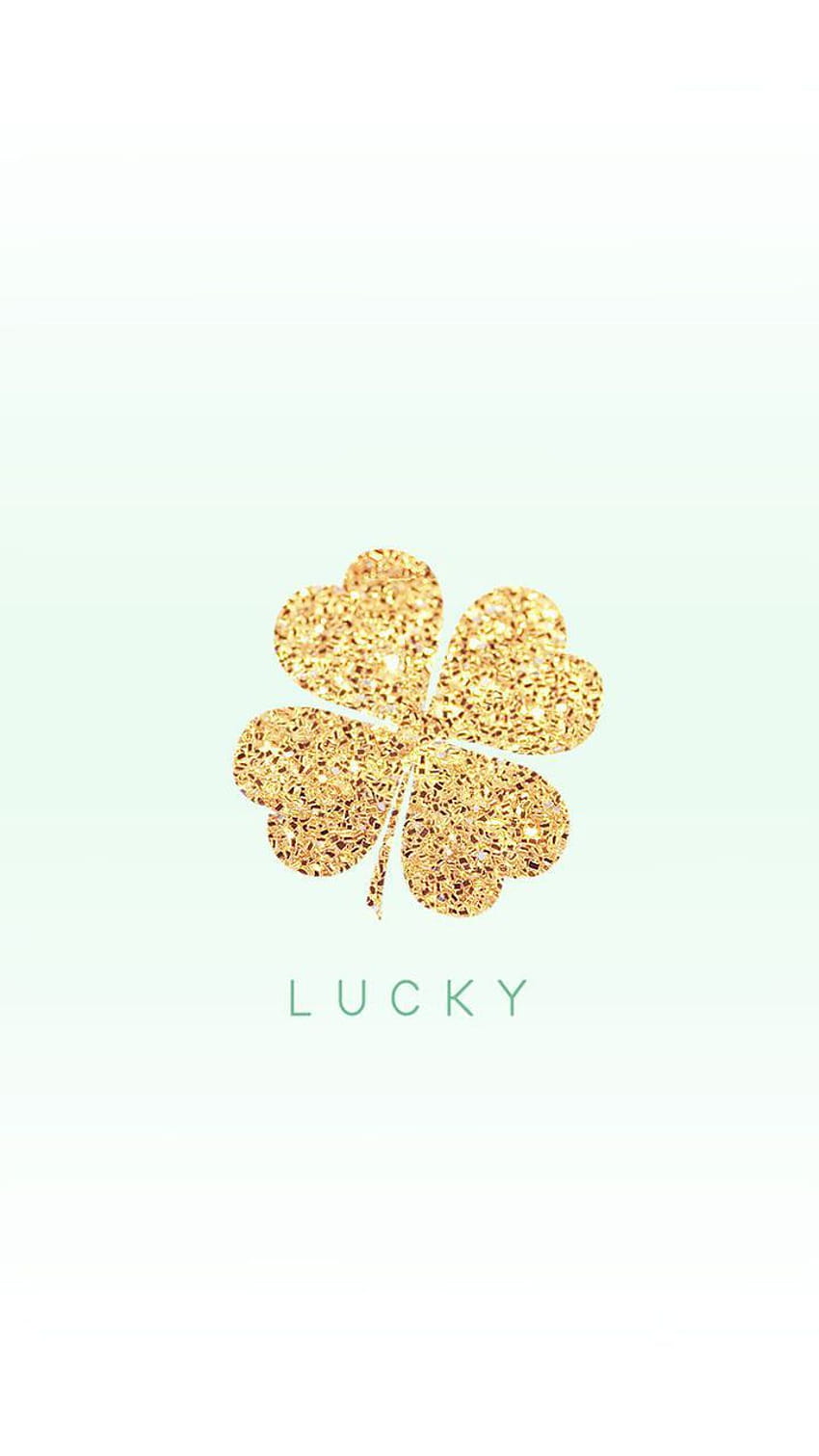 Lucky Gold Glitter Four Leaf Clover. iPhone HD phone wallpaper
