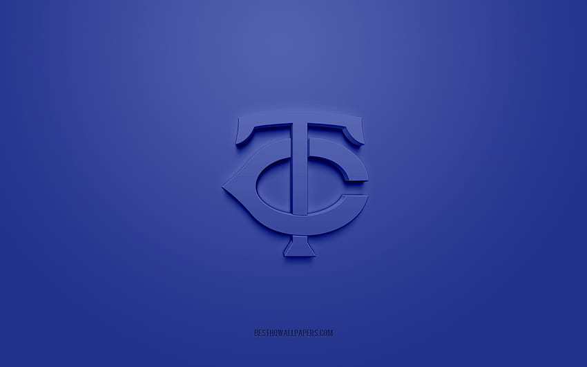 Godło Minnesota Twins, kreatywne logo 3D, niebieskie tło, amerykański klub baseballowy, MLB, Minnesota, USA, Minnesota Twins, baseball, insygnia Minnesota Twins Tapeta HD