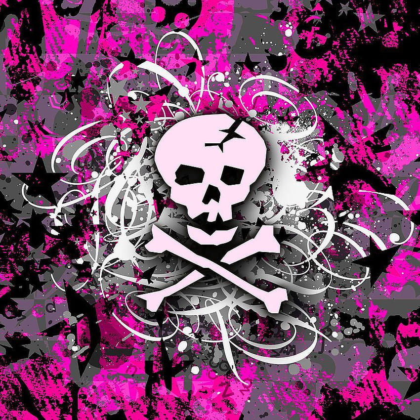 Pink.skull.and.cross.bones. Pink Skull Splatter Digital Art HD phone ...