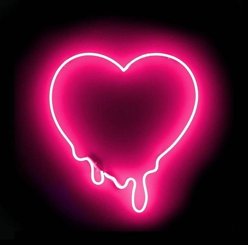 heart drip neon pink love - by Aesthetic Stuff. Pink neon lights, Neon light , Neon, Neon Pink Hearts HD wallpaper