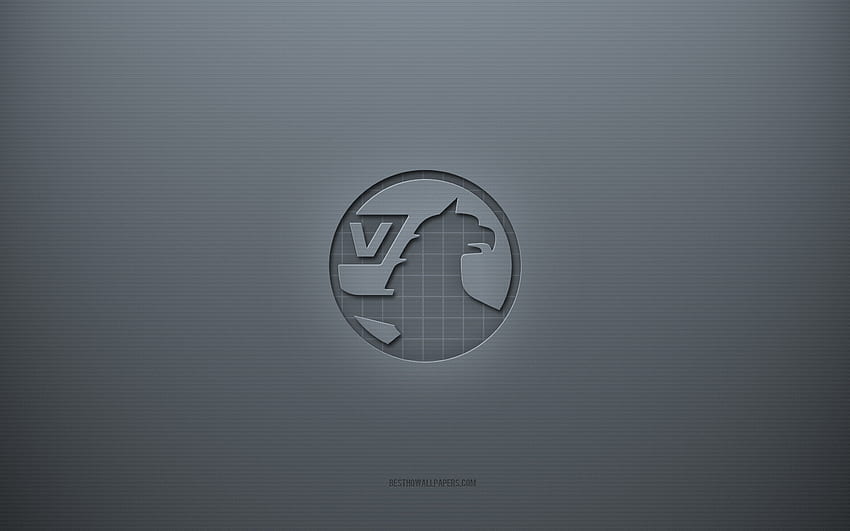 Лого на Vauxhall, сив креативен фон, емблема на Vauxhall, текстура на сива хартия, Vauxhall, сив фон, лого на Vauxhall 3d HD тапет