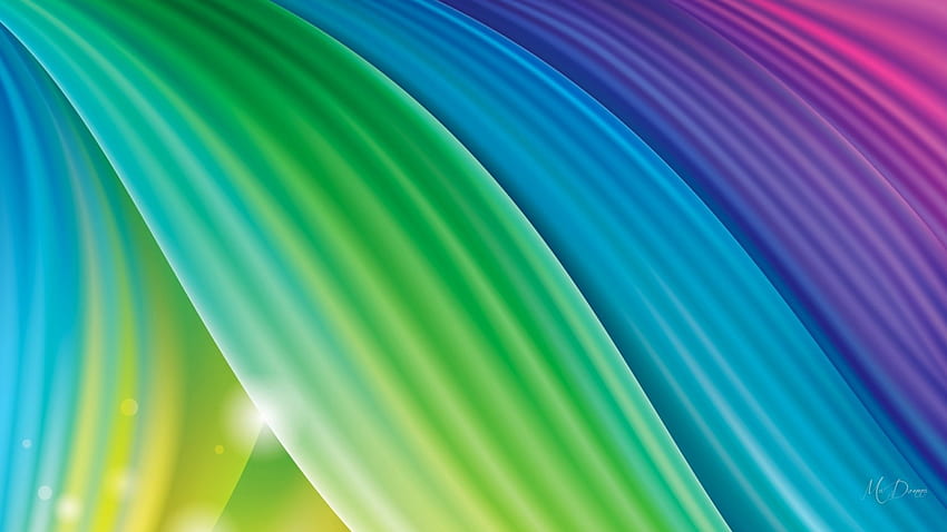 Waves of Color, blue, purple, pink, neon, waves, rainbow, light, green, texture, 3D HD wallpaper