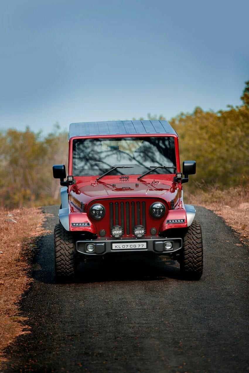 Mahindra Thar CRDi modifié en Jeep. fond numérique de houblon, fond de voiture, fond de studio Fond d'écran de téléphone HD