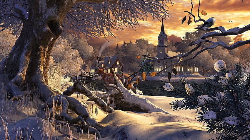 dongeng musim dingin, dingin, musim dingin, alam, salju Wallpaper HD