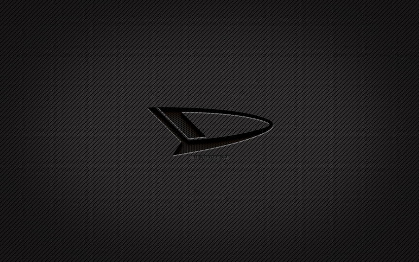 Daihatsu carbon logo, , гръндж изкуство, карбонов фон, творчески, Daihatsu черно лого, марки автомобили, Daihatsu лого, Daihatsu HD тапет
