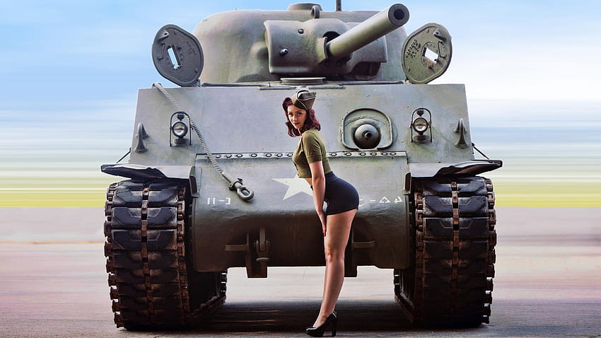 pinup Models, World War II, Women, M4 Sherman / and Mobile Backgrounds HD wallpaper