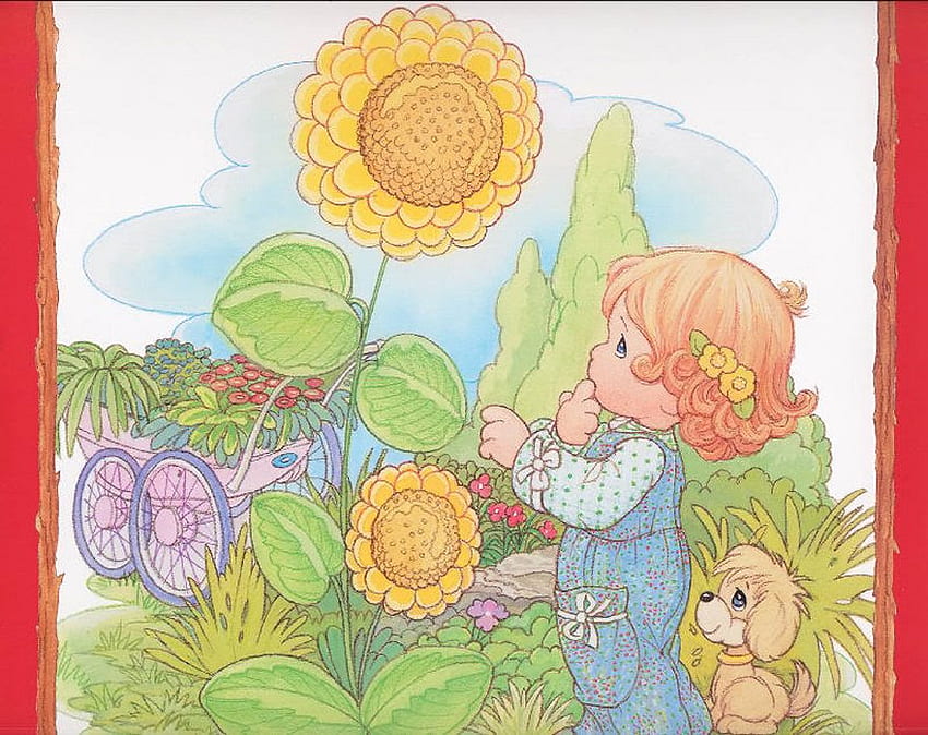 1 precious moments, sweet, flower, garden, sunflower, precious moments HD wallpaper