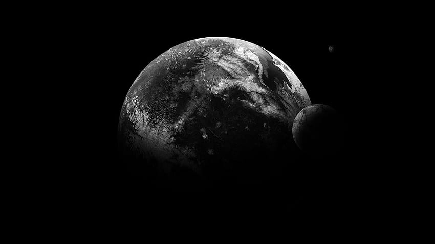 Il lato oscuro della terra, la terra in bianco e nero Sfondo HD