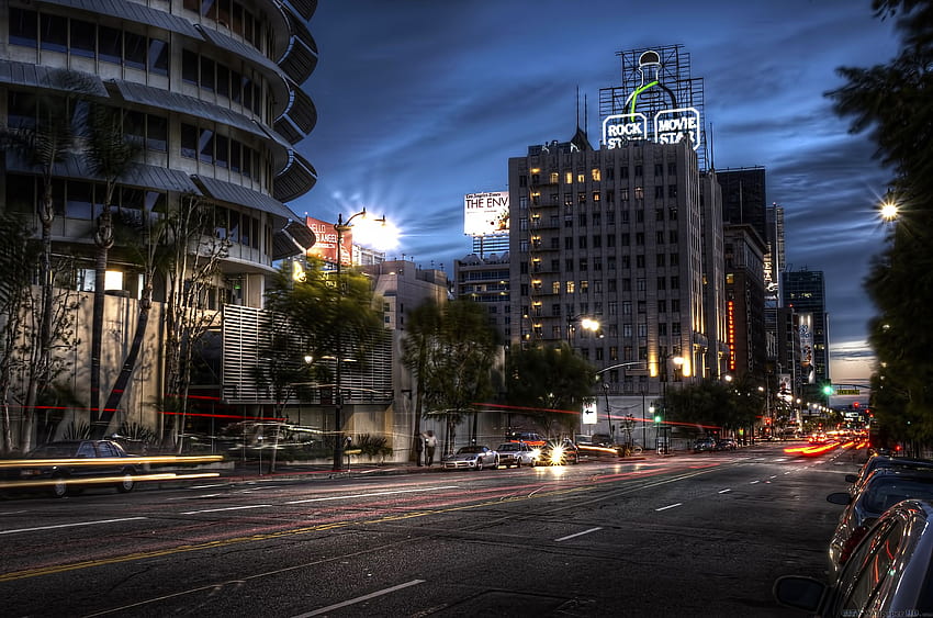 - Noche de las calles de Los Ángeles - & Background, Hollywood Street fondo de pantalla