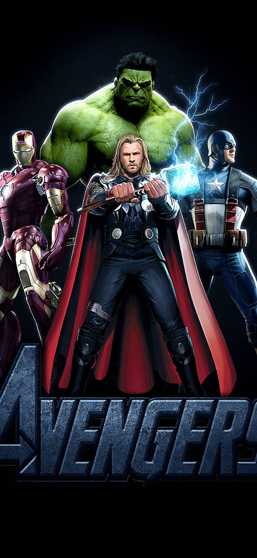 Plakat Avengers Thor Iron Man Kapitan Ameryka i Hulk iPhone XS MAX, inne, i tło Tapeta na telefon HD