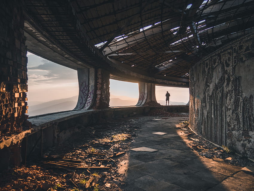 Städte, Mensch, Person, Einsamkeit, Bulgarien, Ruine, Ruinen, Buzludzha HD-Hintergrundbild