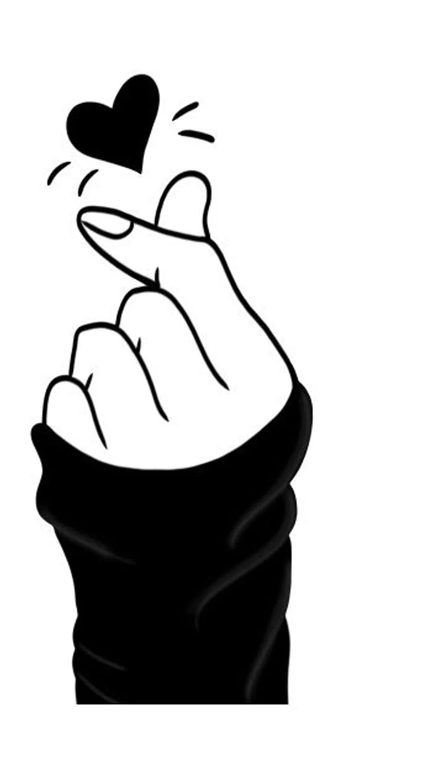 Finger Heart, Simple, Black And White HD phone wallpaper