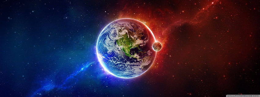 Earth Ultra Background for : Multi Display, Dual Monitor : Tablet : Smartphone, Blue and Red Dual Screen HD wallpaper