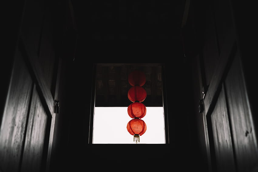 Buio, finestra, locali, stanza, lanterna cinese Sfondo HD