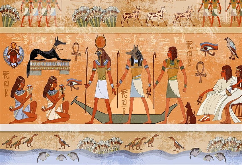 LFEEY ft Murals Altes Ägypten Hintergrund Hieroglyphische Schnitzereien Alte ägyptische Mythologie Götter Pharaonen Tempel Hintergrund Reisestudio Requisiten: Kamera & HD-Hintergrundbild