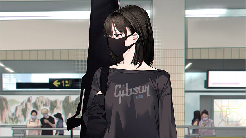 Siyah Elbise Giyen Maskeli Anime Kız Anime Kız HD duvar kağıdı