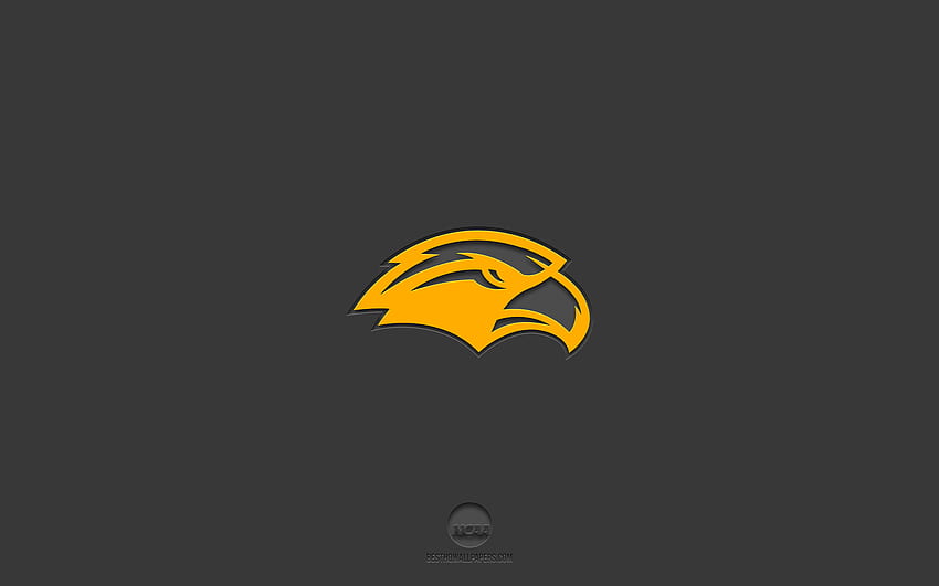 Southern Miss Golden Eagles, gray background, American football team, Southern Miss Golden Eagles emblem, NCAA, Mississippi, USA, American football, Southern Miss Golden Eagles logo HD wallpaper