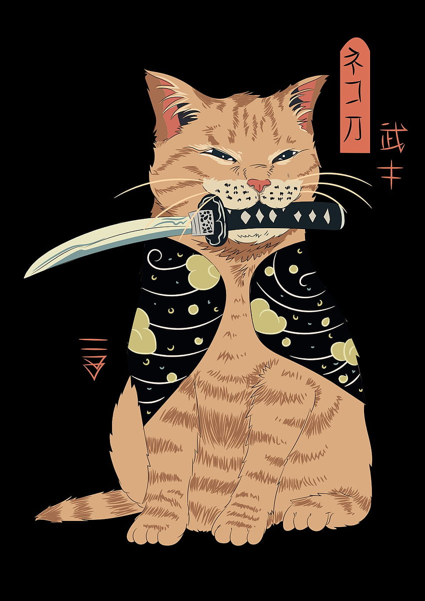 Gatto ninja, baffi, arte Sfondo del telefono HD